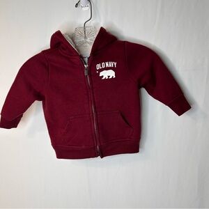 Old Navy Kids Burgundy Baby  Bear Graphic Hoodie Warmth Size 12-18 Months